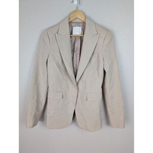 MNG Beige Blazer Business Casual One Button Jacket Size 4